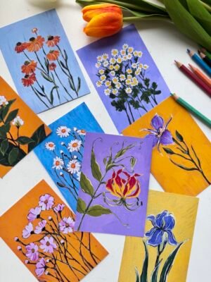Set 4 flower postcards ( flowers can choose by you ) (Copy)